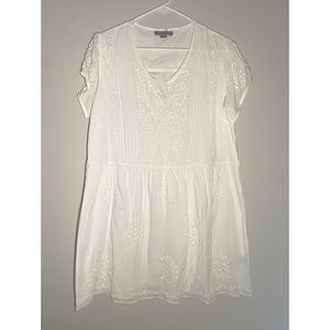 Peruvian Connection Ravello Embroidered White Tunic Dress size US 14